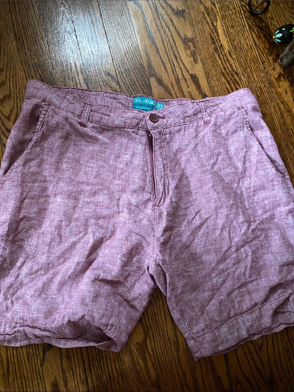 Men's Linen-Blend Shorts in Dusty Rose